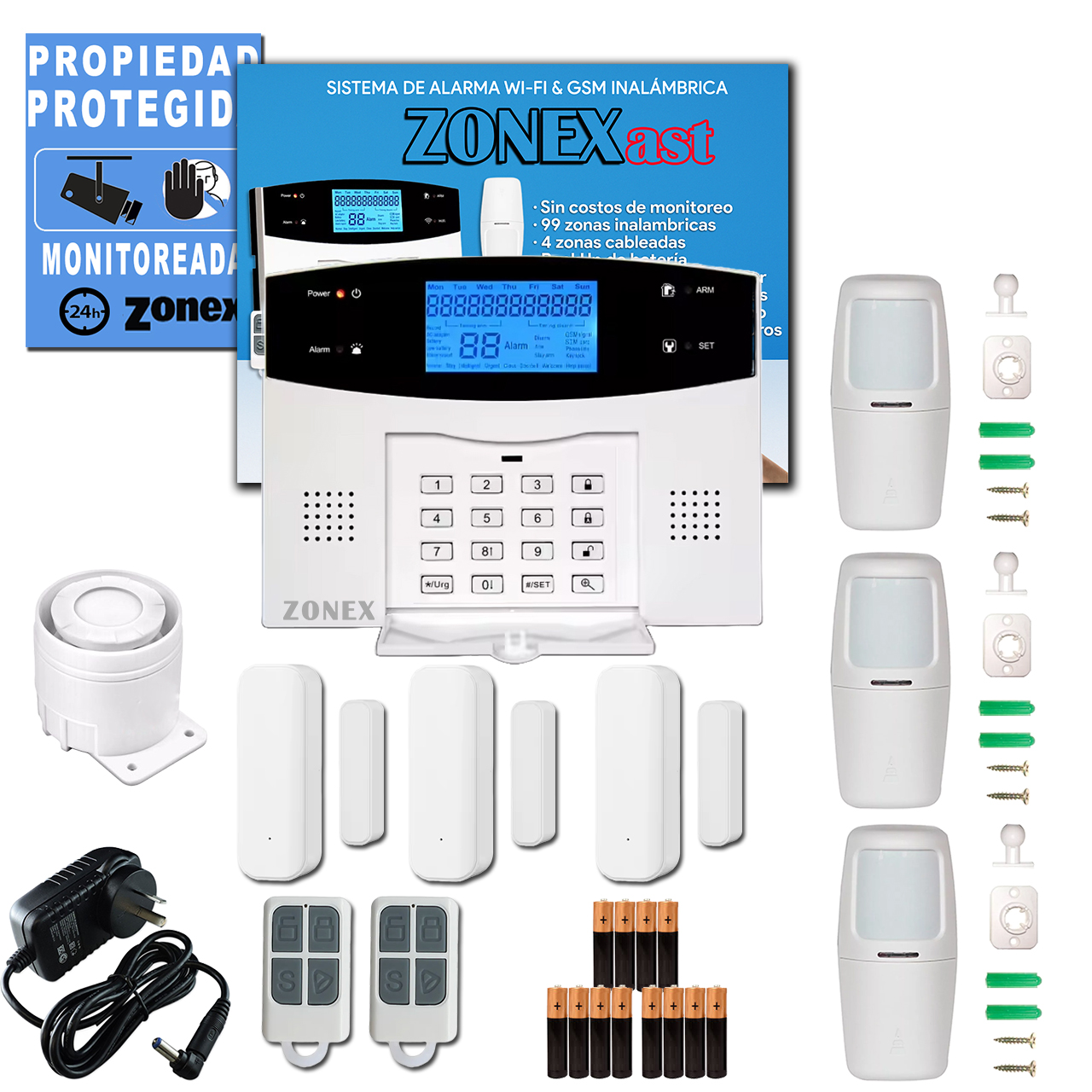 Alarma Wifi&gsm Zonex Inalambrica 6 Sensores Smartlife Tuya